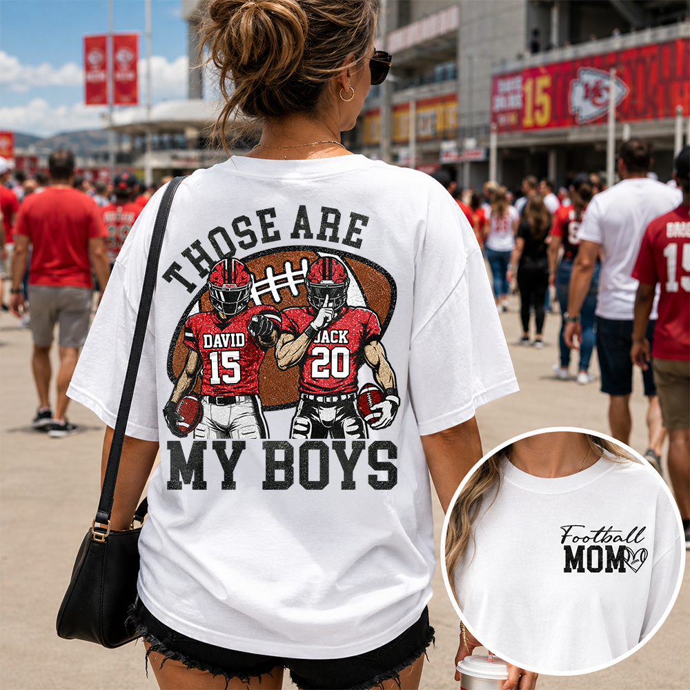 Personalized Football Mom Shirt, Those Are My Boy Sweatshirt, Football Kids Game Day Tee, Retro Cheer Mom Tee Vr2 Na02 Hv01