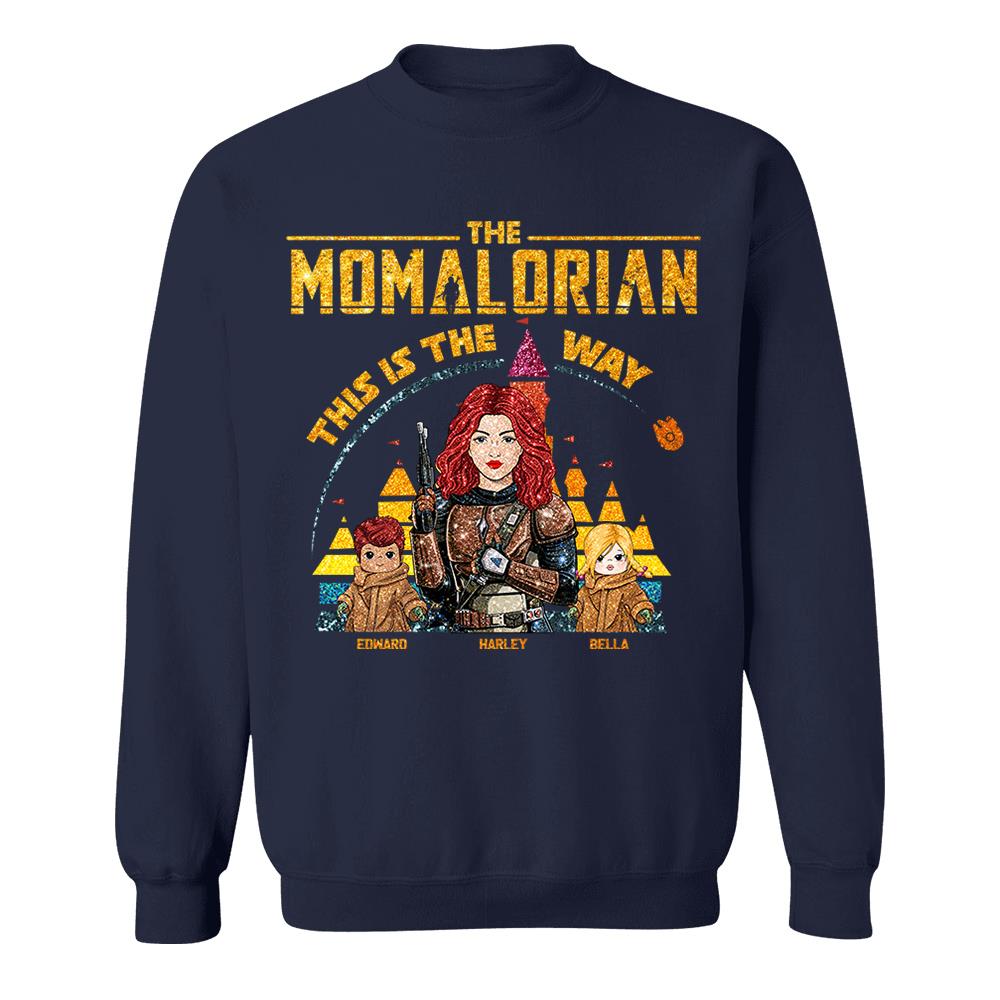 The Momalorian This Is The Way - Personalized Glitter Style Shirt For Mom Dad New Version 2026 Nh00