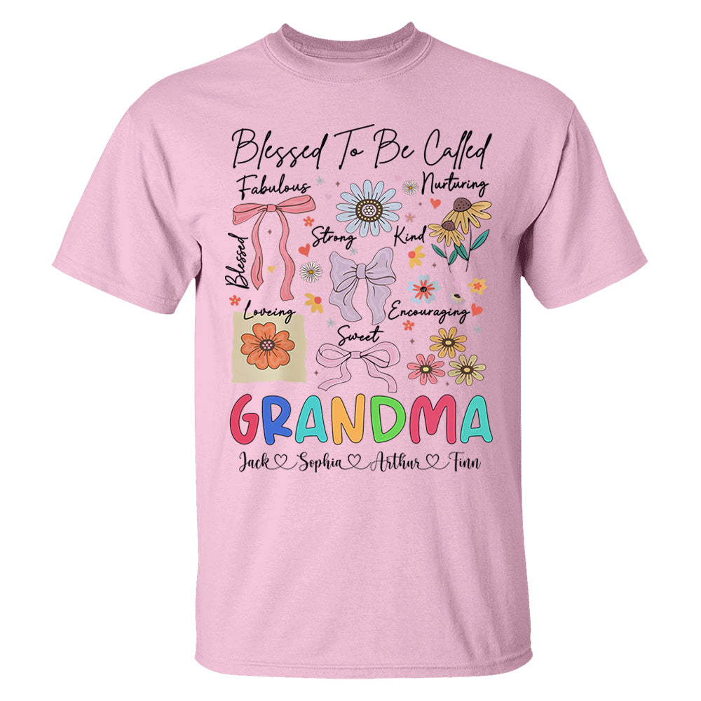Blessed To Be Called Grandma Coquette - Personalized Christian Wildflower Shirt For Grandma Tu20