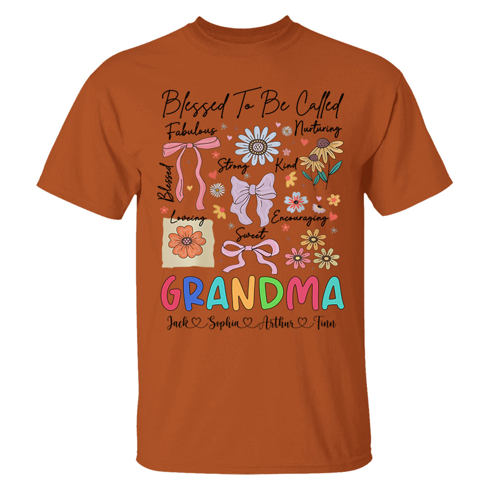 Blessed To Be Called Grandma Coquette - Personalized Christian Wildflower Shirt For Grandma Tu20