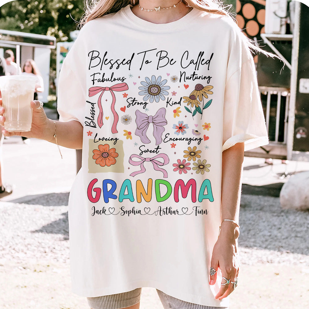 Blessed To Be Called Grandma Coquette - Personalized Christian Wildflower Shirt For Grandma Tu20