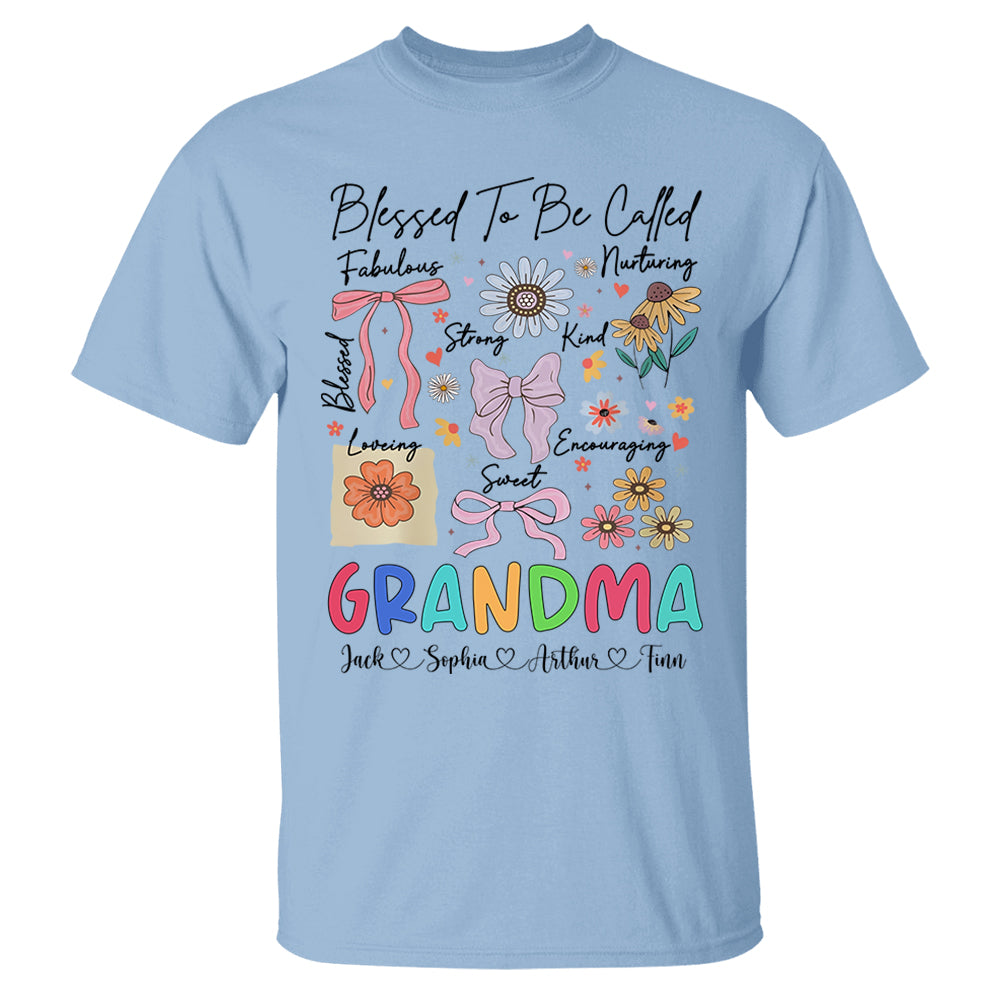 Blessed To Be Called Grandma Coquette - Personalized Christian Wildflower Shirt For Grandma Tu20