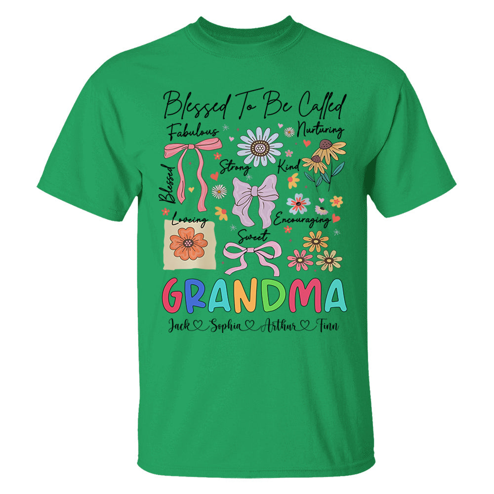 Blessed To Be Called Grandma Coquette - Personalized Christian Wildflower Shirt For Grandma Tu20