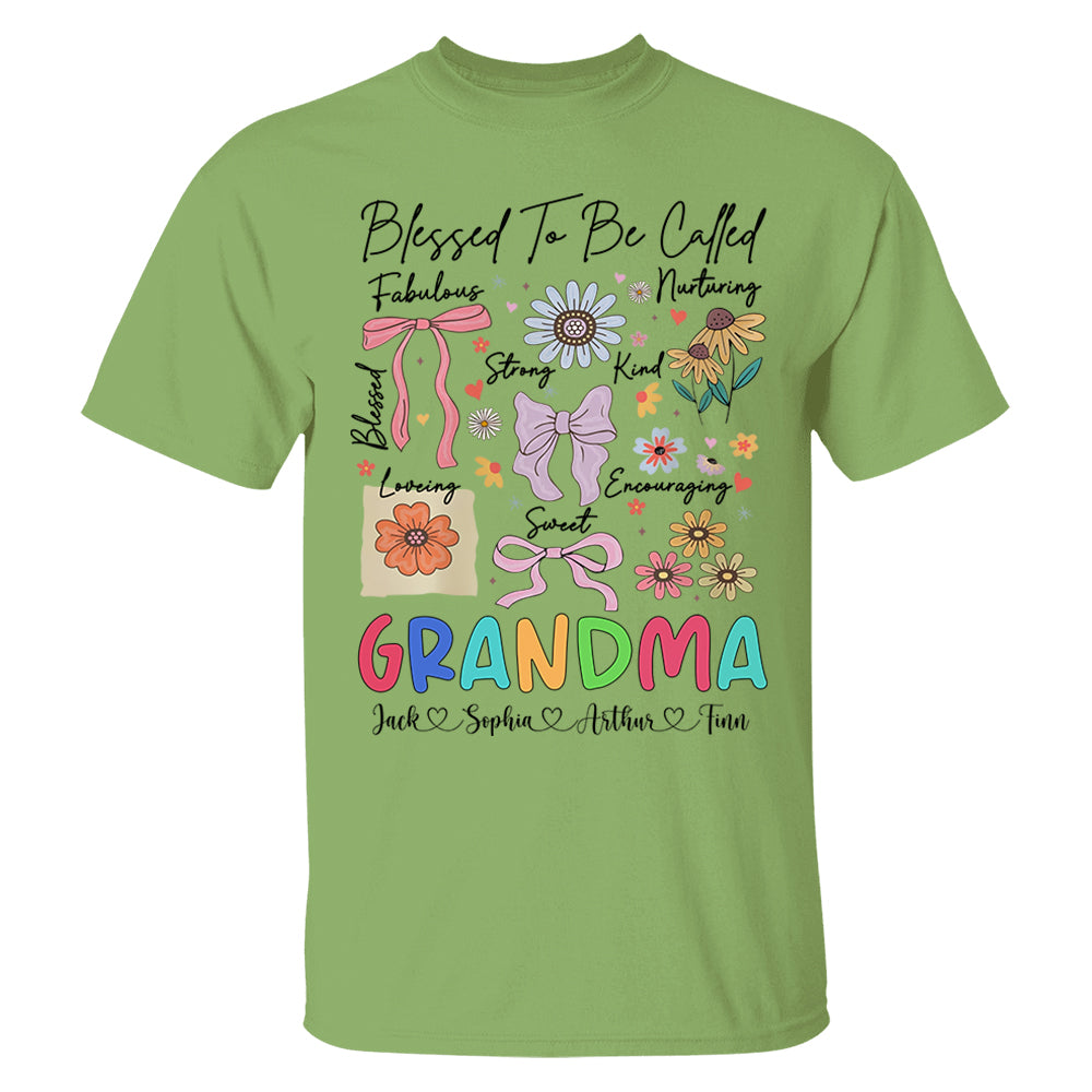 Blessed To Be Called Grandma Coquette - Personalized Christian Wildflower Shirt For Grandma Tu20