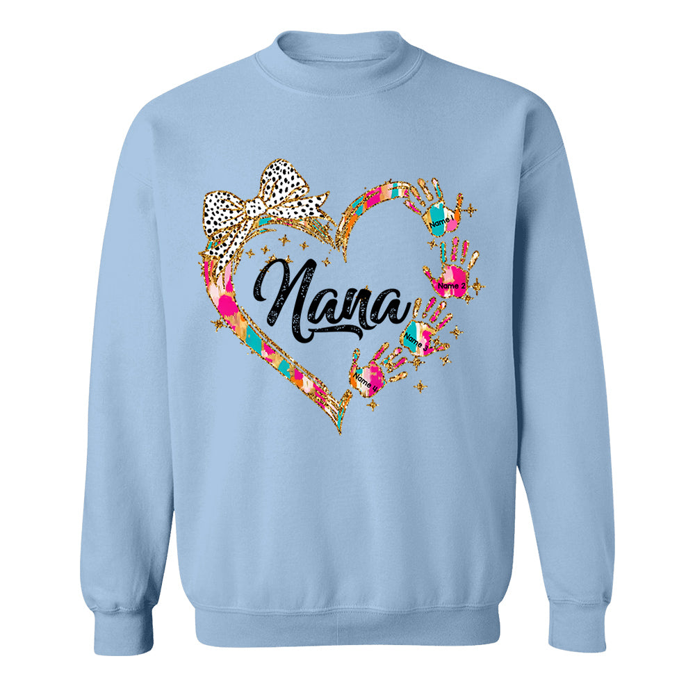 Grandma And Grandkids Coquette Christmas Personalized Shirts, Nickname And Names Can Be Changed
