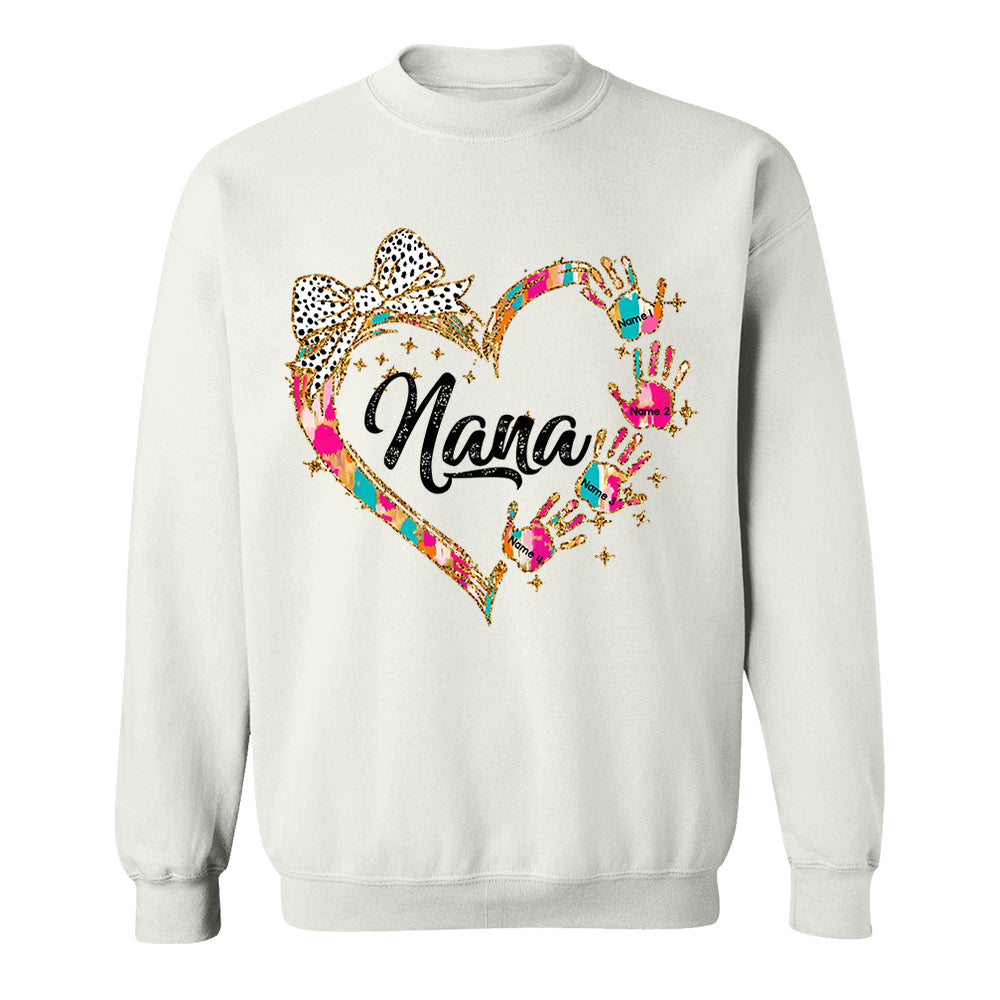 Grandma And Grandkids Coquette Christmas Personalized Shirts, Nickname And Names Can Be Changed