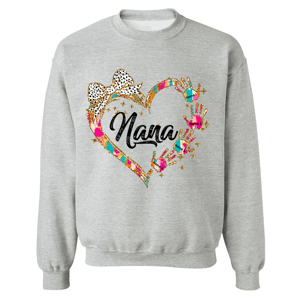 Grandma And Grandkids Coquette Christmas Personalized Shirts, Nickname And Names Can Be Changed
