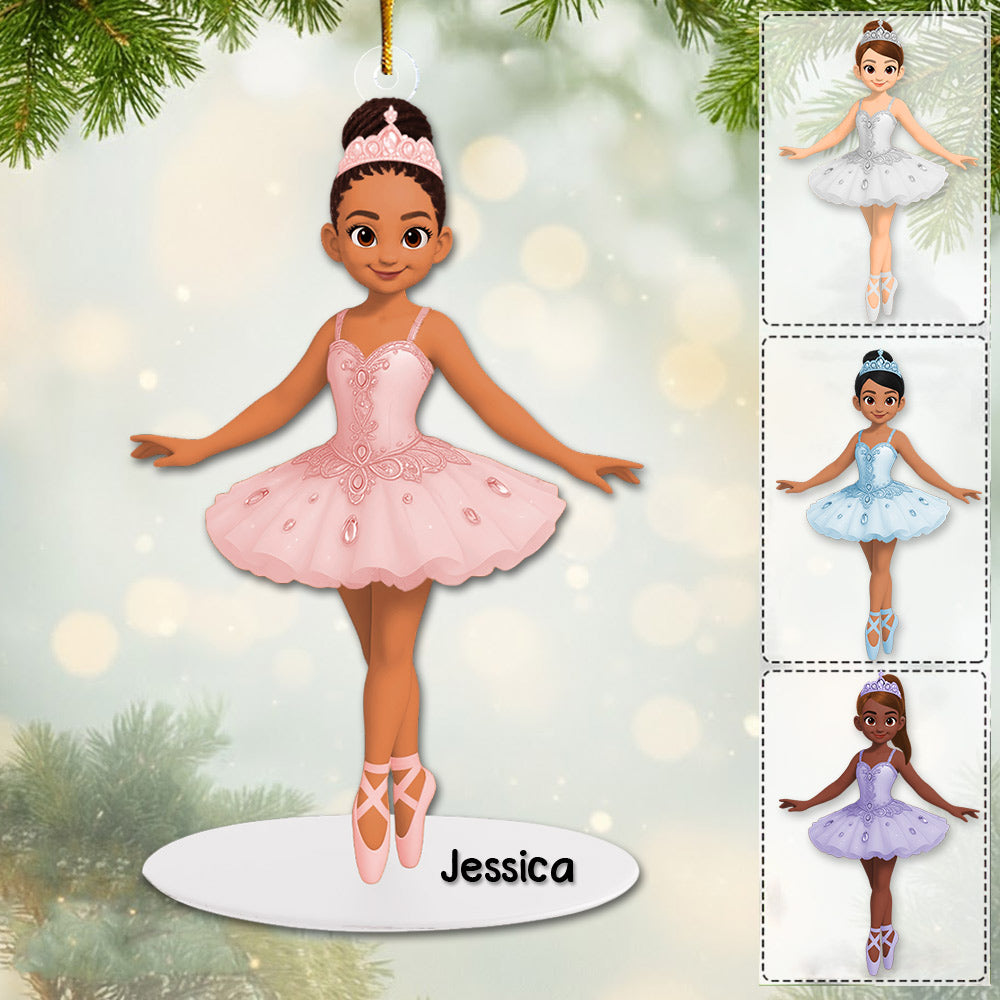 Ballerina Little Girl Christmas Personalized Acrylic Ornament Na02 Li29