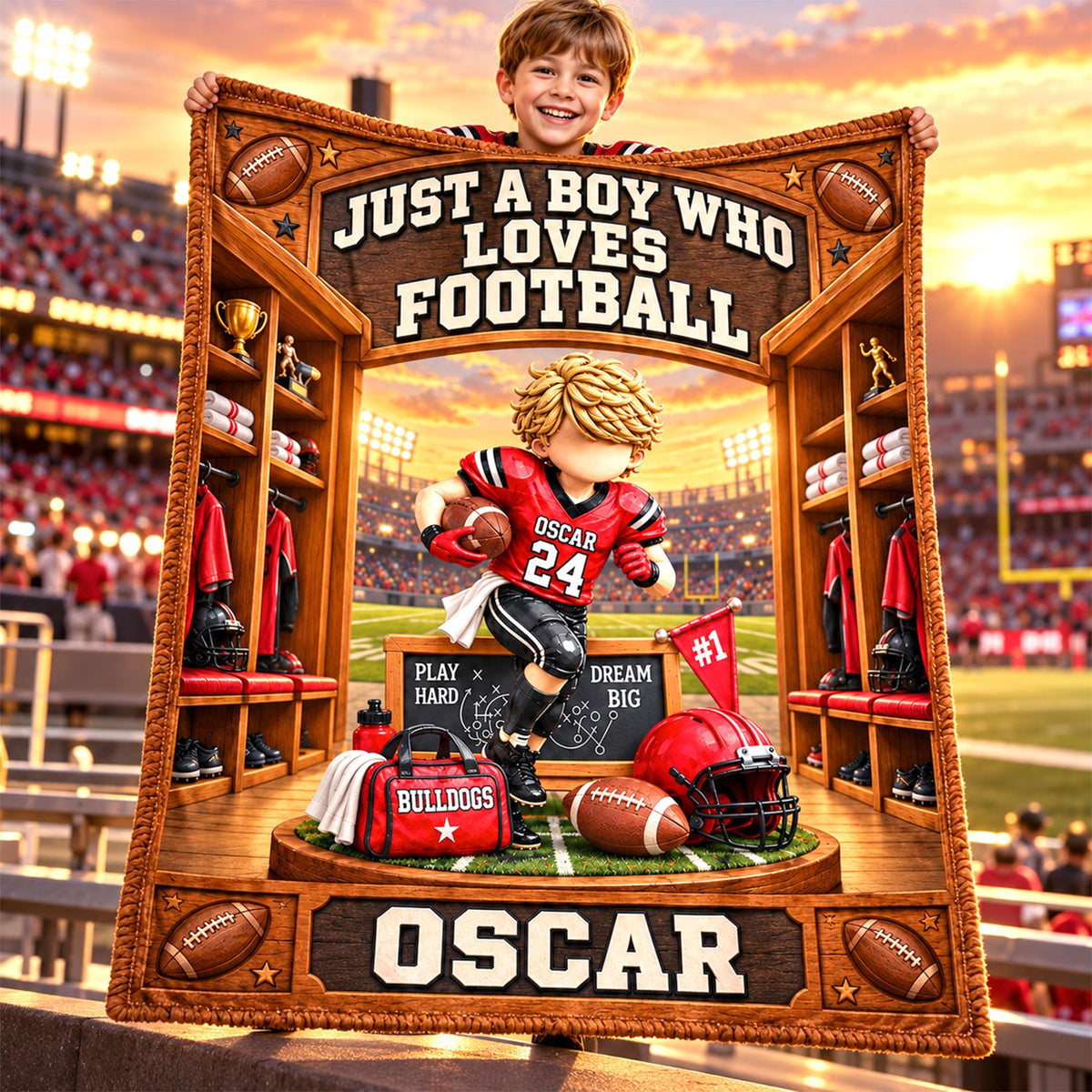 Personalized Just A Boy Who Loves Football Blanket, Custom Player Name & Number Gift, Christmas Keepsake C2408 Hv01 TL06