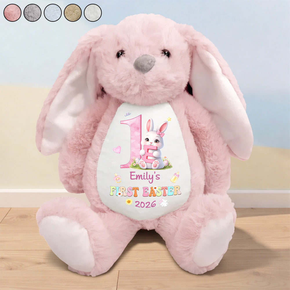 Personalized Plush Bunny with Custom Name for Baby's First Easter, Pastel Keepsake, Unique Gift for New Baby Pt99