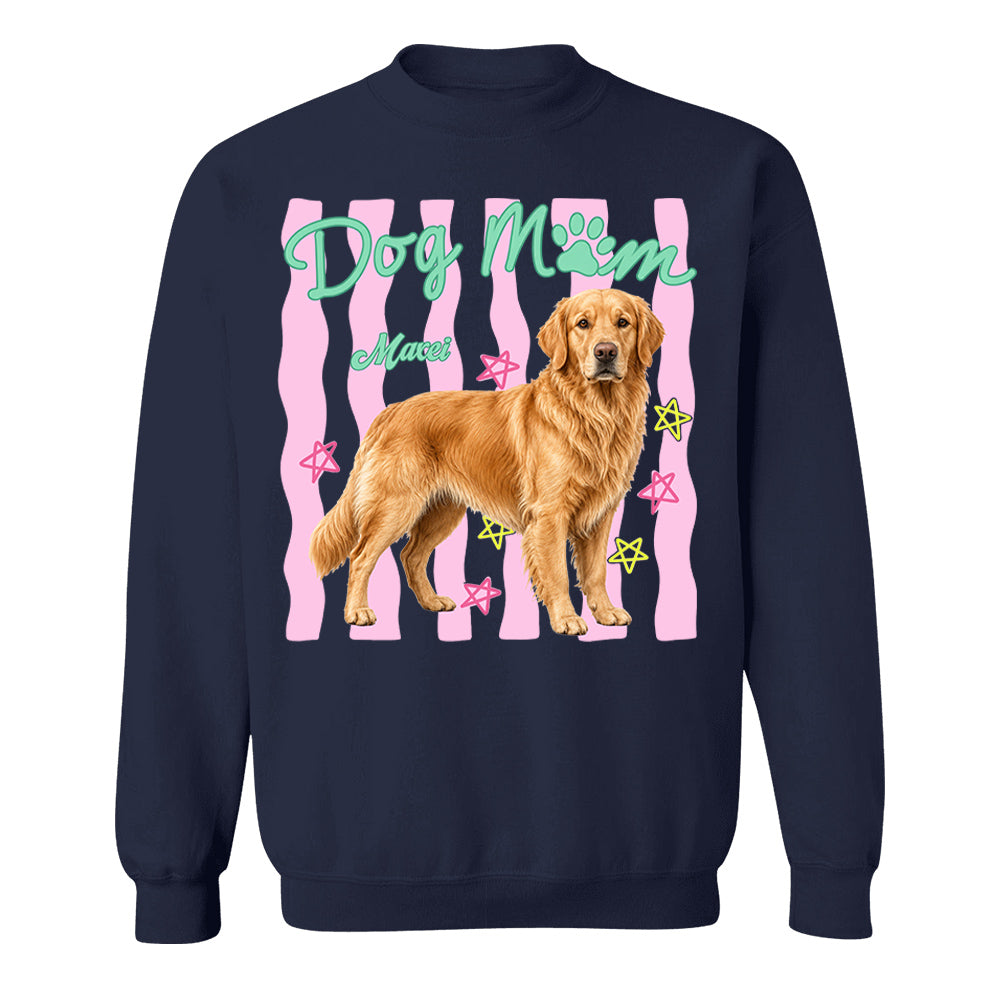 Personalized Dog Mom Shirt, Everyday Striped Shirt, Preppy Dog Mama, Gift For Dog Lover T1807 Pt99