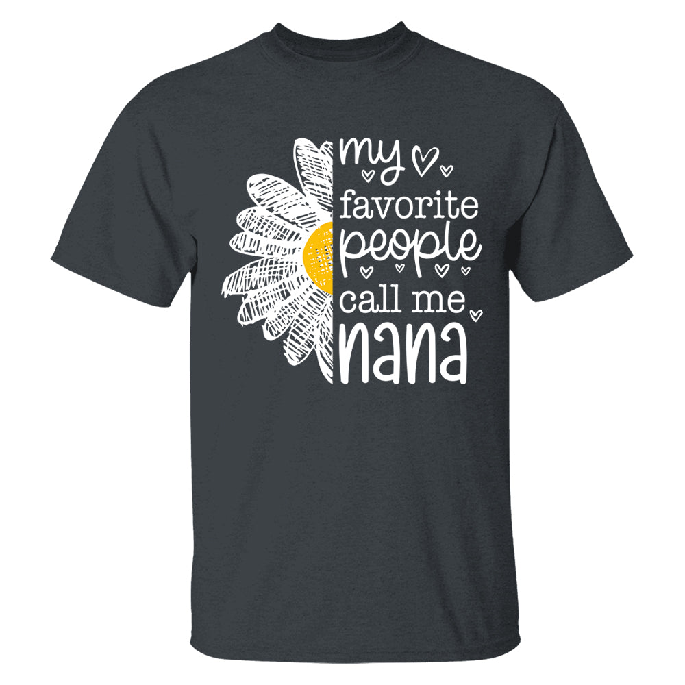 Personalized My Favorite People Call Me Grandma Flower Patchwork Shirt, Custom Kids Names Nana Mimi Gigi T24