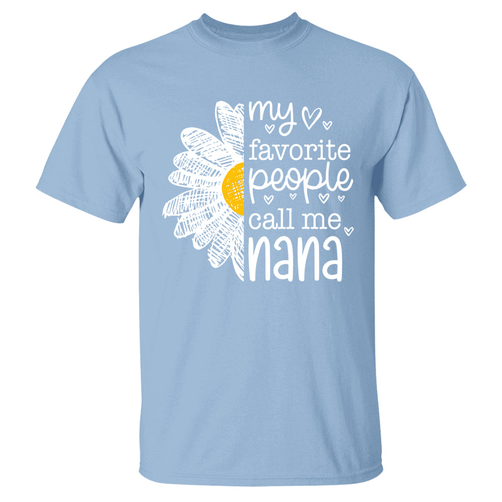 Personalized My Favorite People Call Me Grandma Flower Patchwork Shirt, Custom Kids Names Nana Mimi Gigi T24