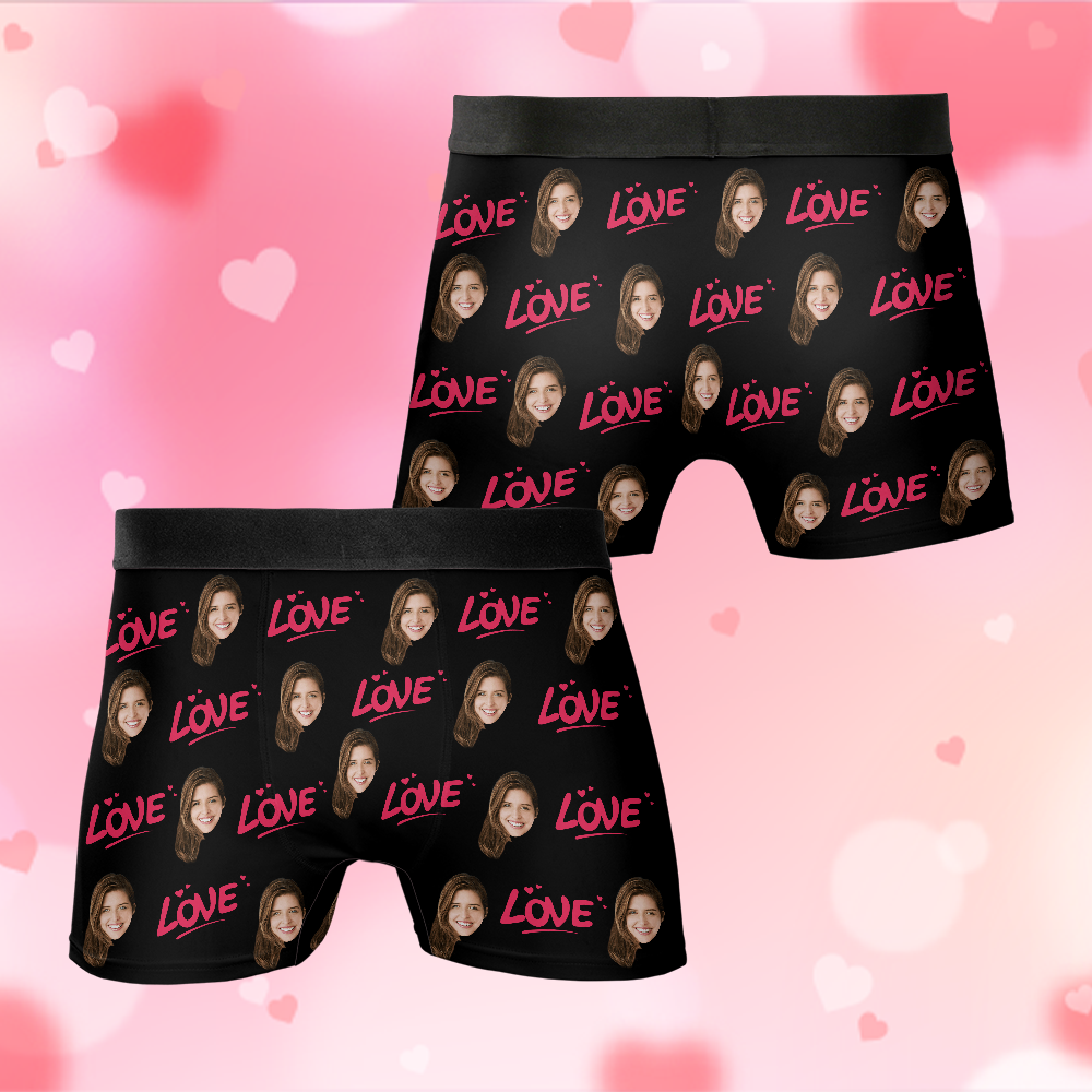 Love - Personalized Photo Men's Boxer Briefs