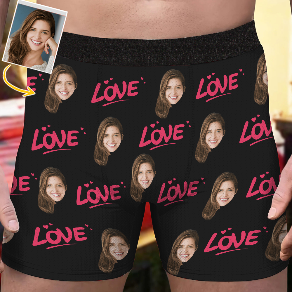 Love - Personalized Photo Men's Boxer Briefs