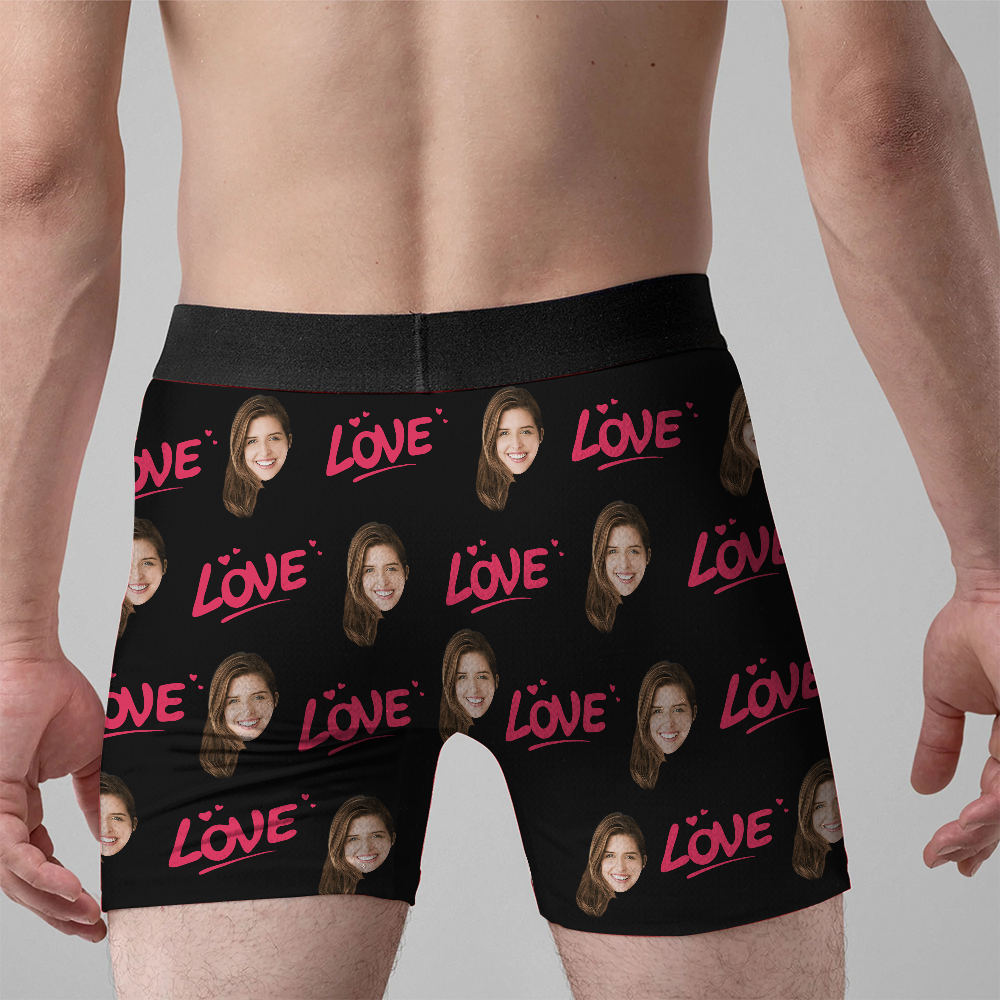 Love - Personalized Photo Men's Boxer Briefs