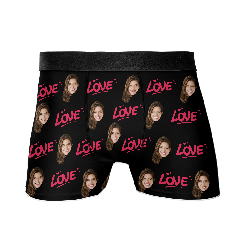 Love - Personalized Photo Men's Boxer Briefs
