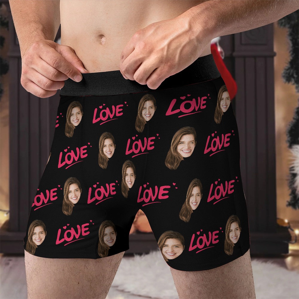 Love - Personalized Photo Men's Boxer Briefs