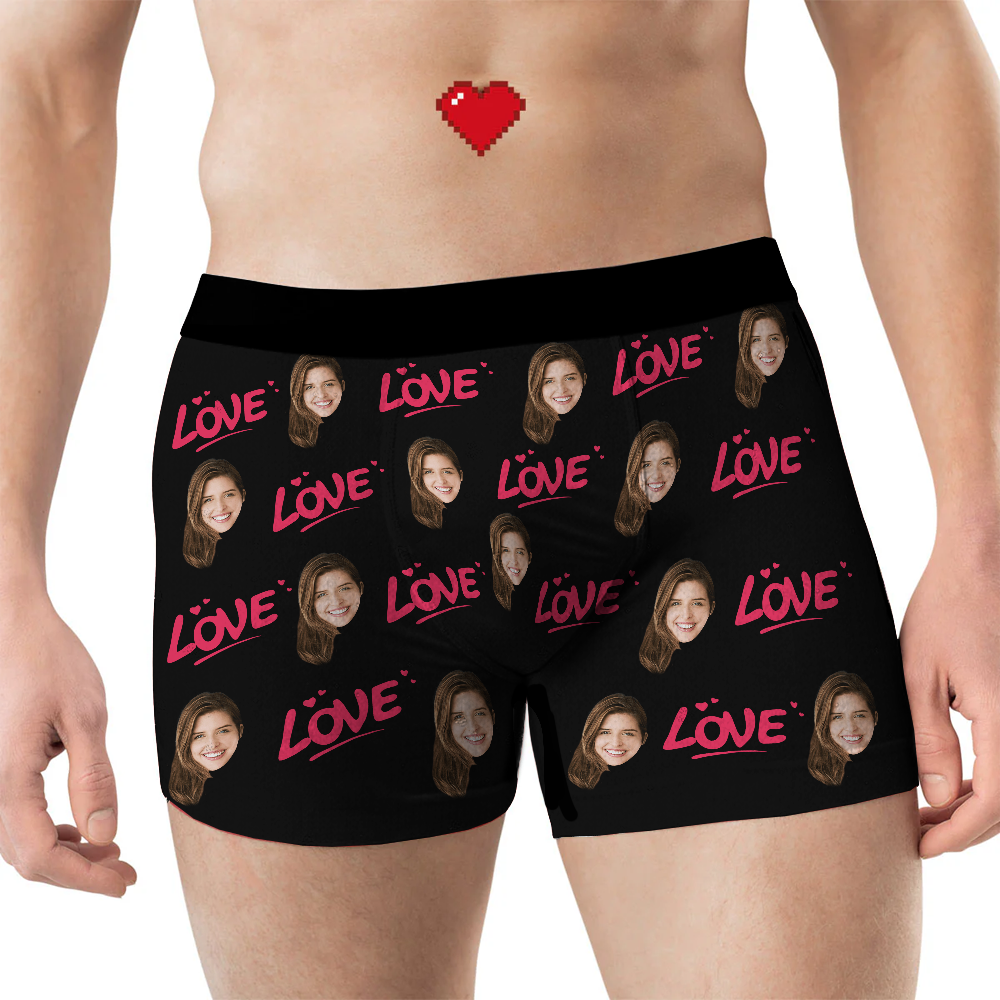 Love - Personalized Photo Men's Boxer Briefs