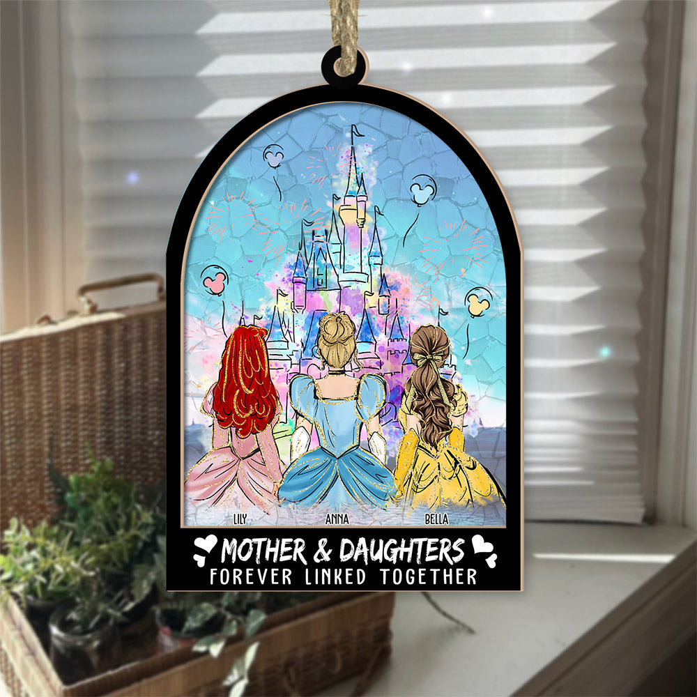 Mom Forever Linked Together - Personalized Window Hanging Suncatcher Ornament Nh00