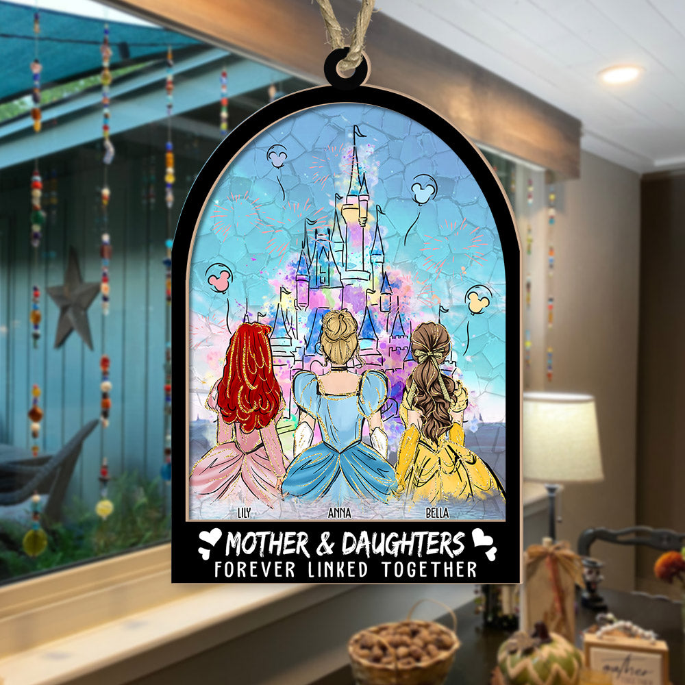 Mom Forever Linked Together - Personalized Window Hanging Suncatcher Ornament Nh00