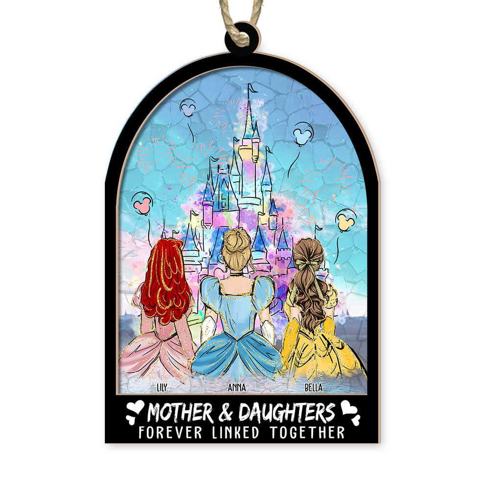 Mom Forever Linked Together - Personalized Window Hanging Suncatcher Ornament Nh00