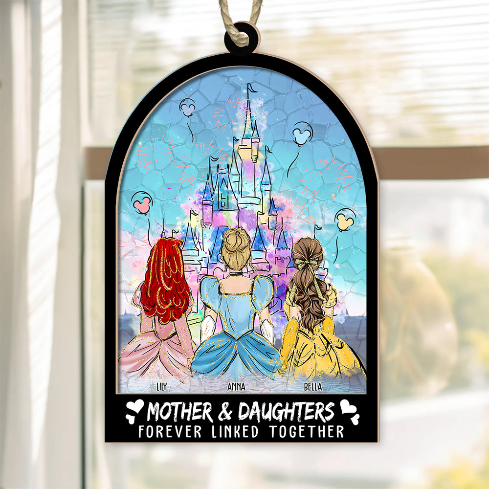 Mom Forever Linked Together - Personalized Window Hanging Suncatcher Ornament Nh00