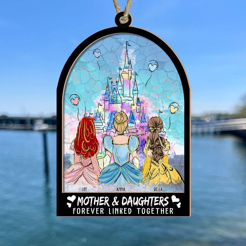 Mom Forever Linked Together - Personalized Window Hanging Suncatcher Ornament Nh00