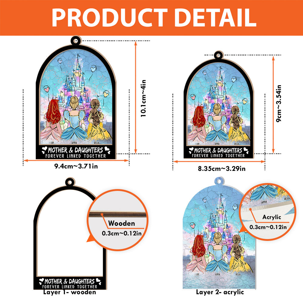 Mom Forever Linked Together - Personalized Window Hanging Suncatcher Ornament Nh00
