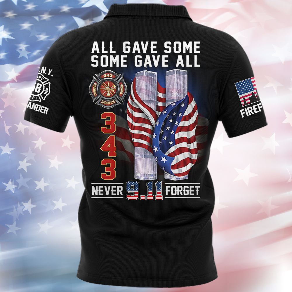 Never Forget 911 All Gave Some Some Gave All Patriot Day Personalized Shirt For Firefighter T1807  Hv01