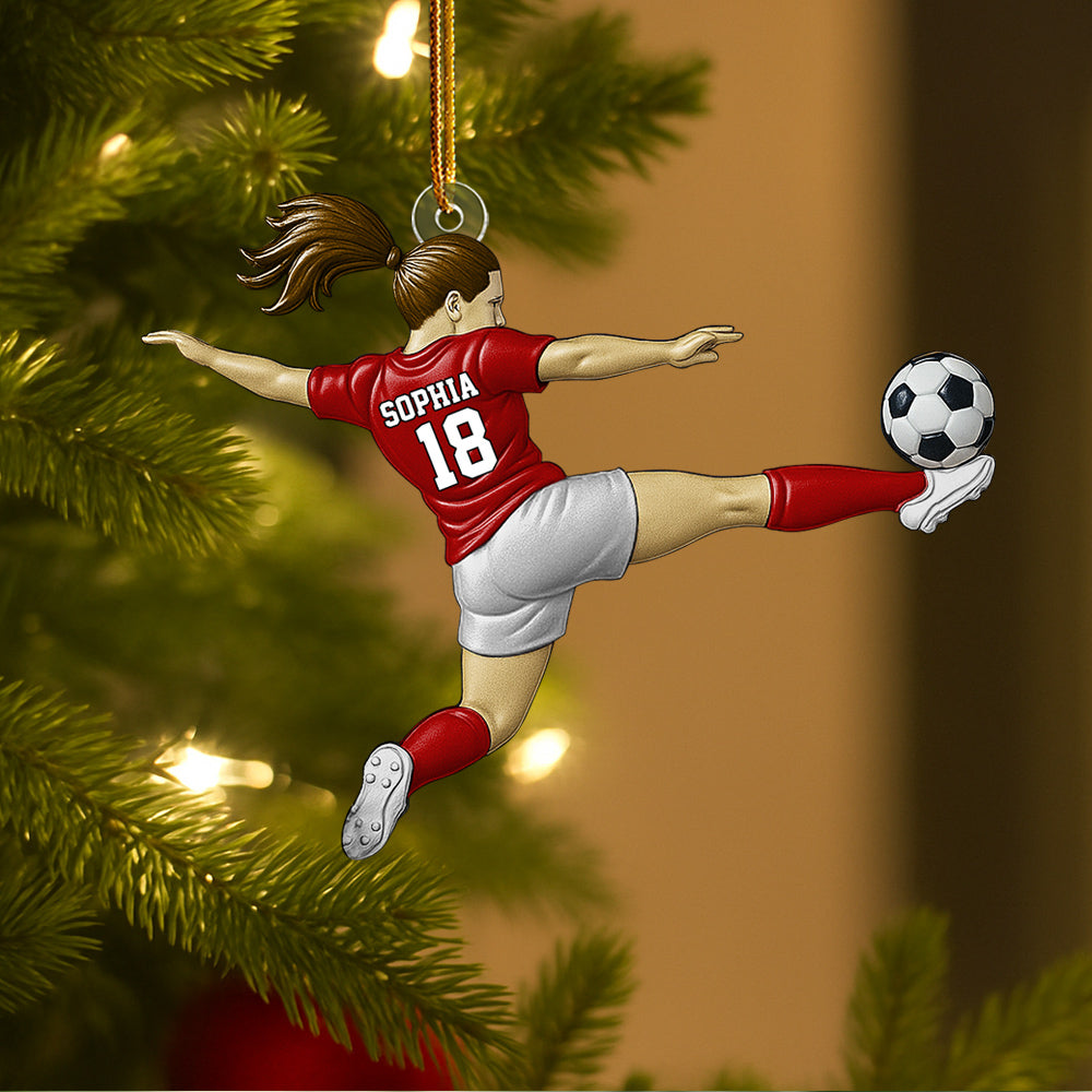 Custom Personalized Girl Soccer Player Acrylic Ornament, Gift For Girl Soccer Players