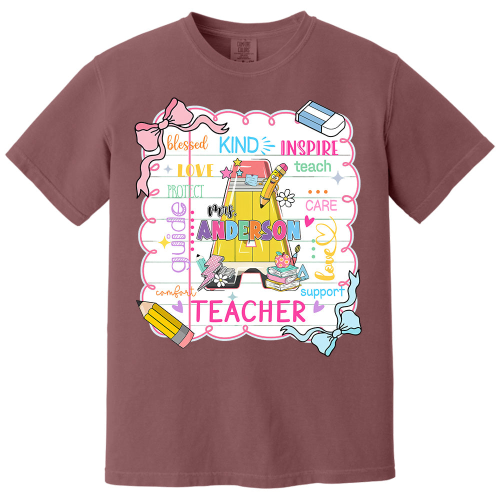 Personalized Teacher Name, Teach Love Inspire, Back To School Shirt, First Day School Shirt, Gift for Teacher A2110 Pt99