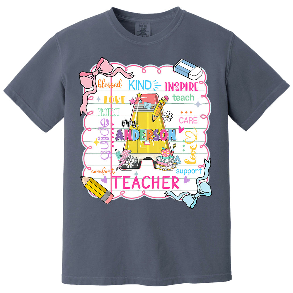 Personalized Teacher Name, Teach Love Inspire, Back To School Shirt, First Day School Shirt, Gift for Teacher A2110 Pt99