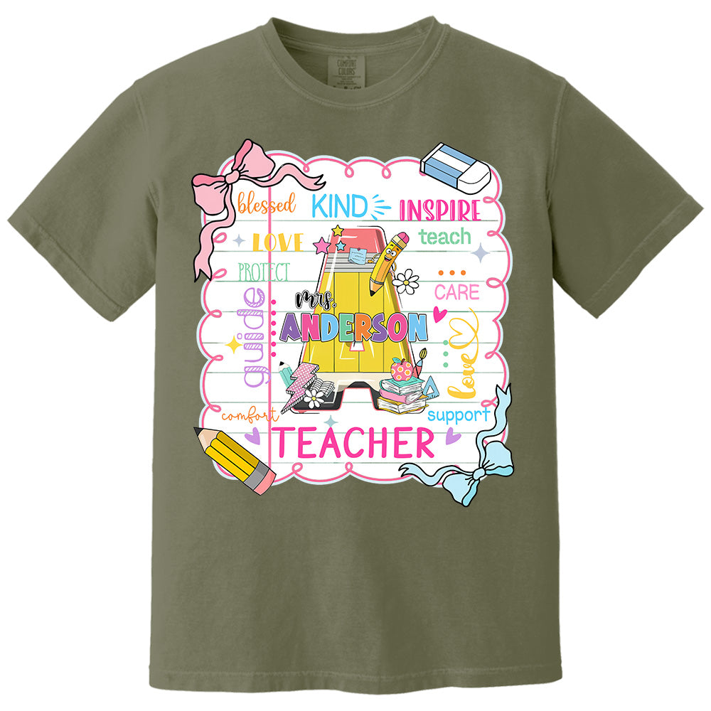Personalized Teacher Name, Teach Love Inspire, Back To School Shirt, First Day School Shirt, Gift for Teacher A2110 Pt99