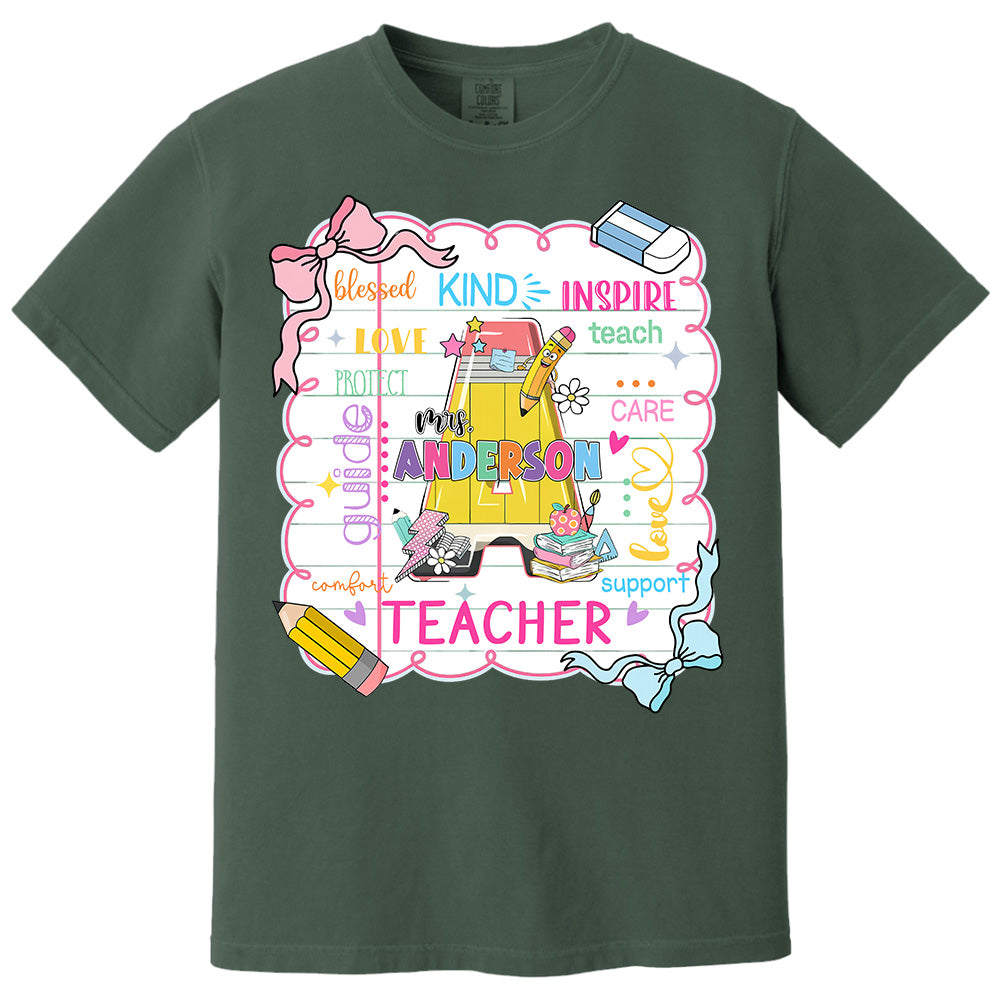 Personalized Teacher Name, Teach Love Inspire, Back To School Shirt, First Day School Shirt, Gift for Teacher A2110 Pt99
