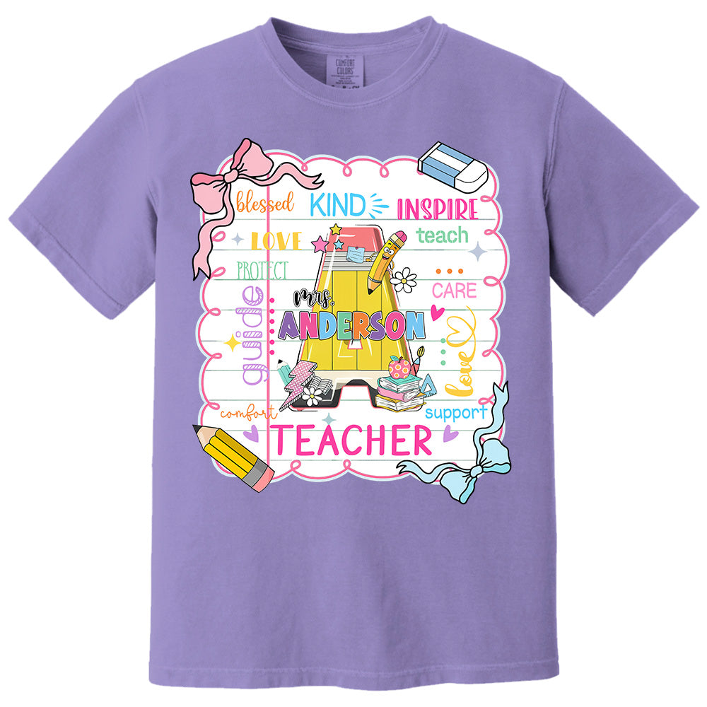 Personalized Teacher Name, Teach Love Inspire, Back To School Shirt, First Day School Shirt, Gift for Teacher A2110 Pt99