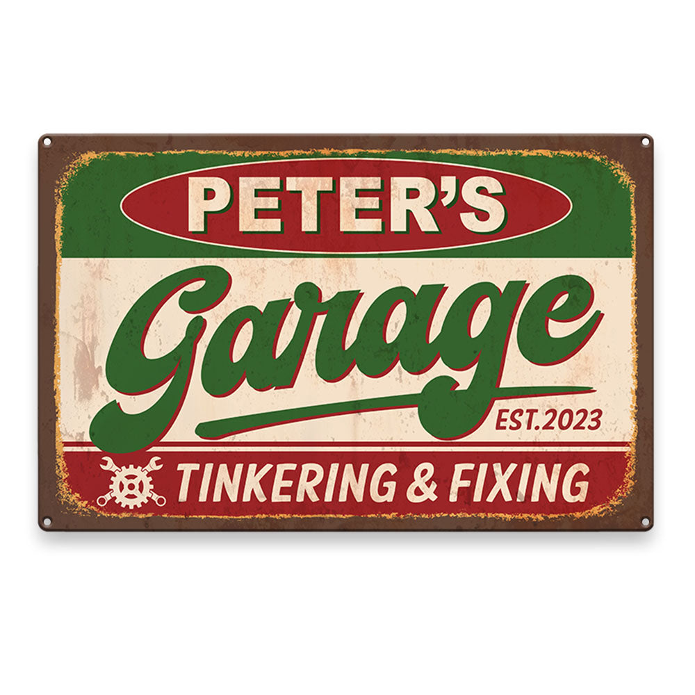 Personalised Vintage Garage Sign, Classic Car Sign Gift for Dad Husband, Grandpa Mechanic Gift K1702 Trhn