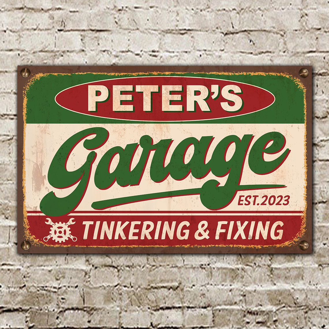 Personalised Vintage Garage Sign, Classic Car Sign Gift for Dad Husband, Grandpa Mechanic Gift K1702 Trhn