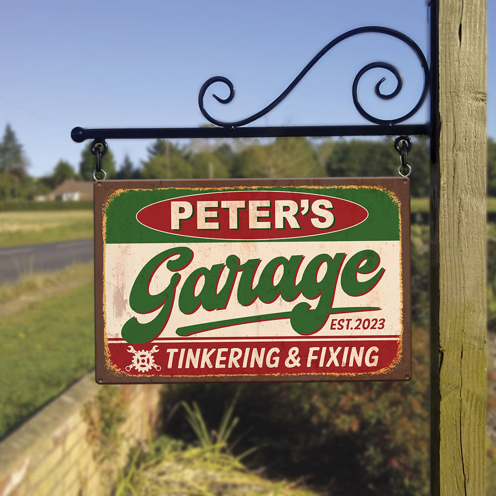 Personalised Vintage Garage Sign, Classic Car Sign Gift for Dad Husband, Grandpa Mechanic Gift K1702 Trhn
