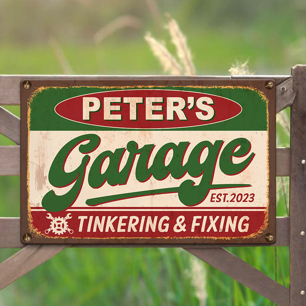 Personalised Vintage Garage Sign, Classic Car Sign Gift for Dad Husband, Grandpa Mechanic Gift K1702 Trhn