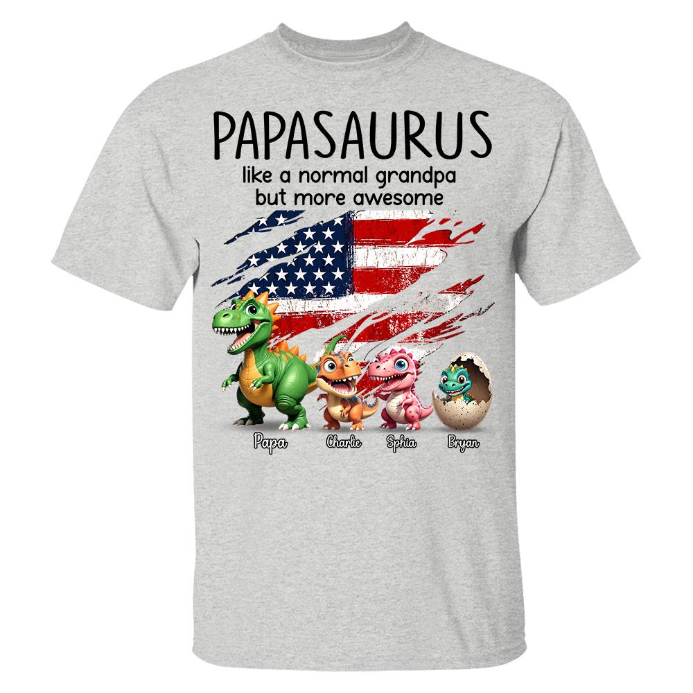 Custom Papasaurus And Kids  Dinosaurs Shirt, Father's Day Gift For Dad Grandpa L0411 Hv01