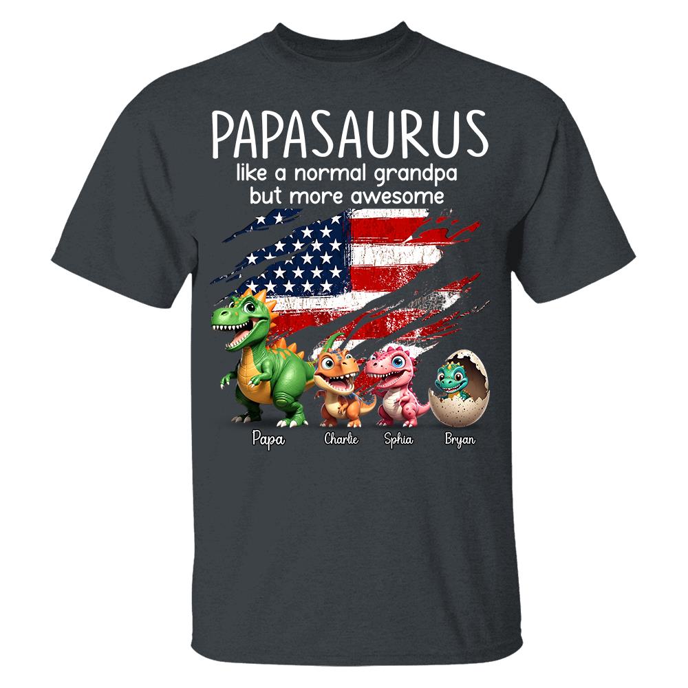 Custom Papasaurus And Kids  Dinosaurs Shirt, Father's Day Gift For Dad Grandpa L0411 Hv01