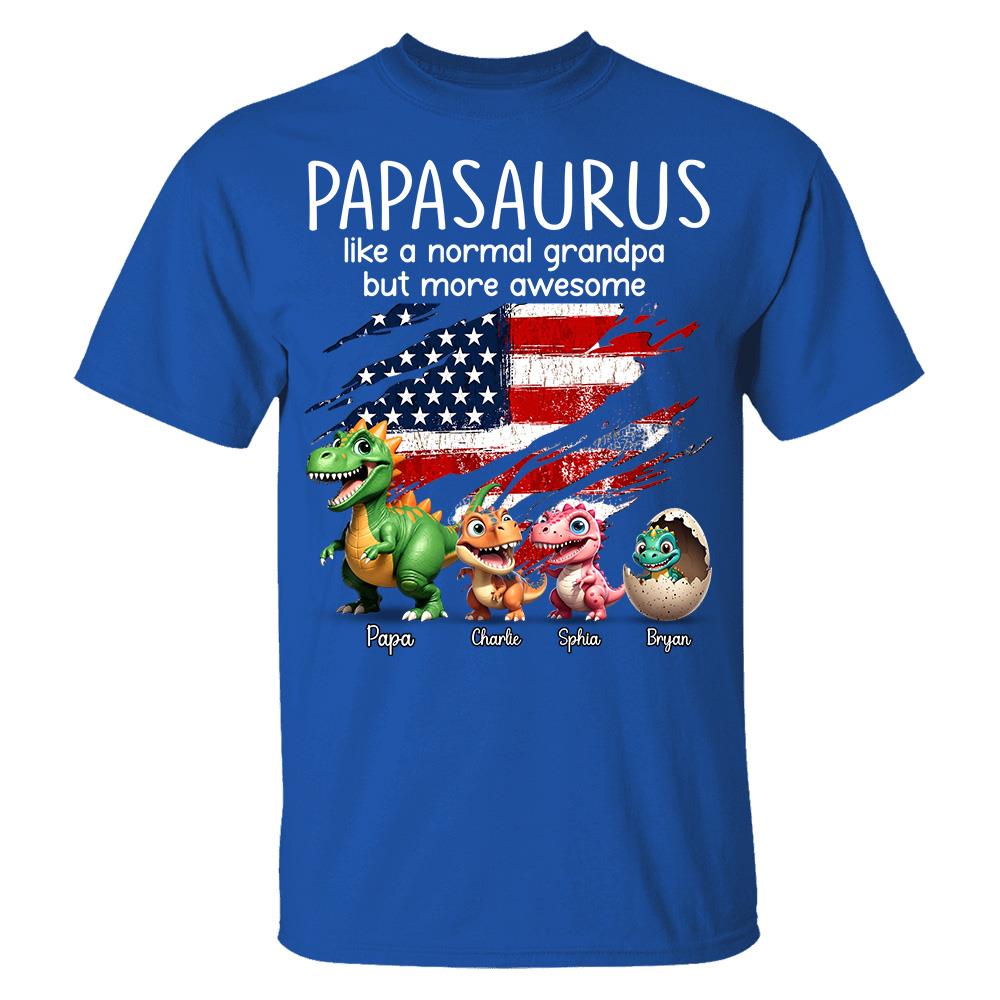 Custom Papasaurus And Kids  Dinosaurs Shirt, Father's Day Gift For Dad Grandpa L0411 Hv01