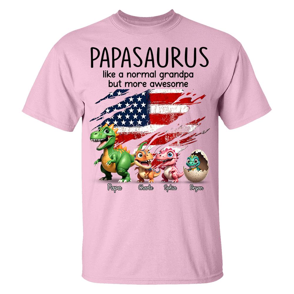Custom Papasaurus And Kids  Dinosaurs Shirt, Father's Day Gift For Dad Grandpa L0411 Hv01