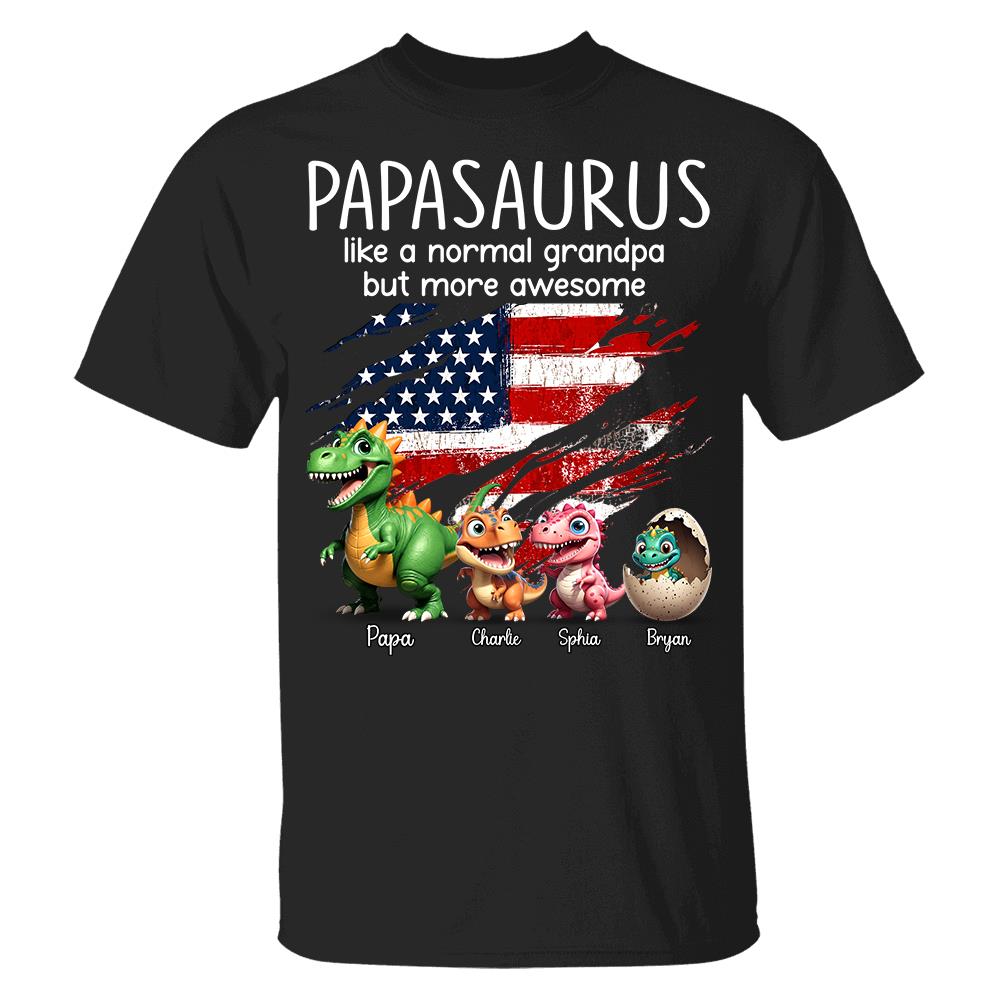 Custom Papasaurus And Kids  Dinosaurs Shirt, Father's Day Gift For Dad Grandpa L0411 Hv01