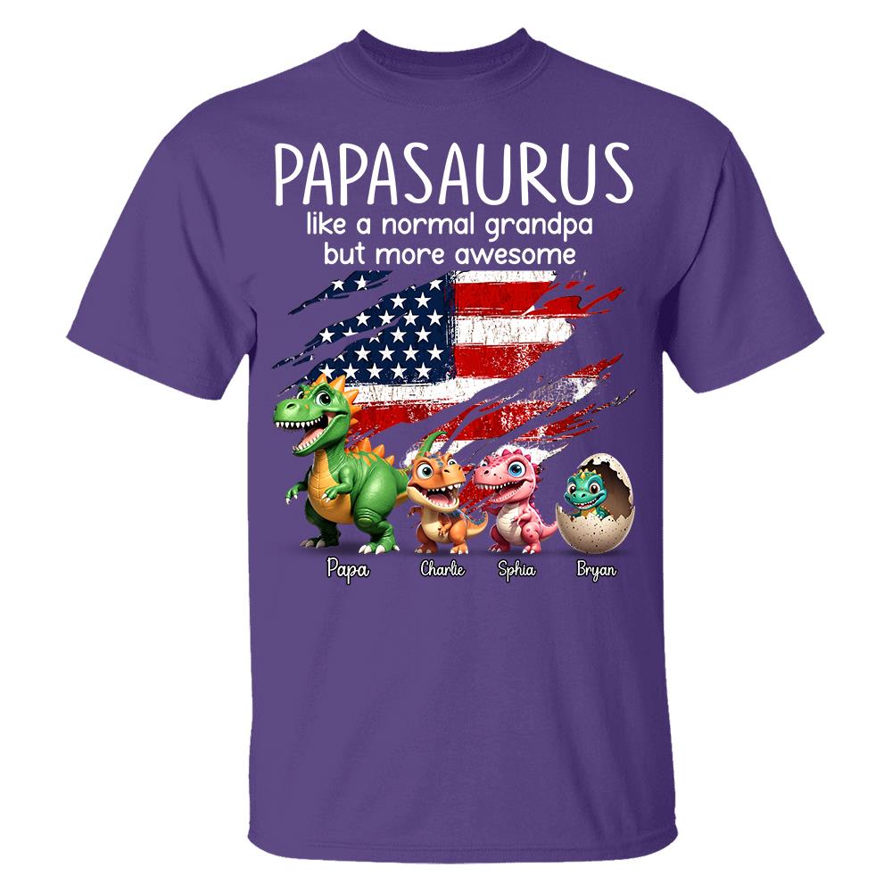 Custom Papasaurus And Kids  Dinosaurs Shirt, Father's Day Gift For Dad Grandpa L0411 Hv01