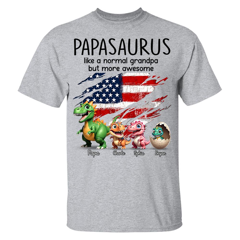 Custom Papasaurus And Kids  Dinosaurs Shirt, Father's Day Gift For Dad Grandpa L0411 Hv01