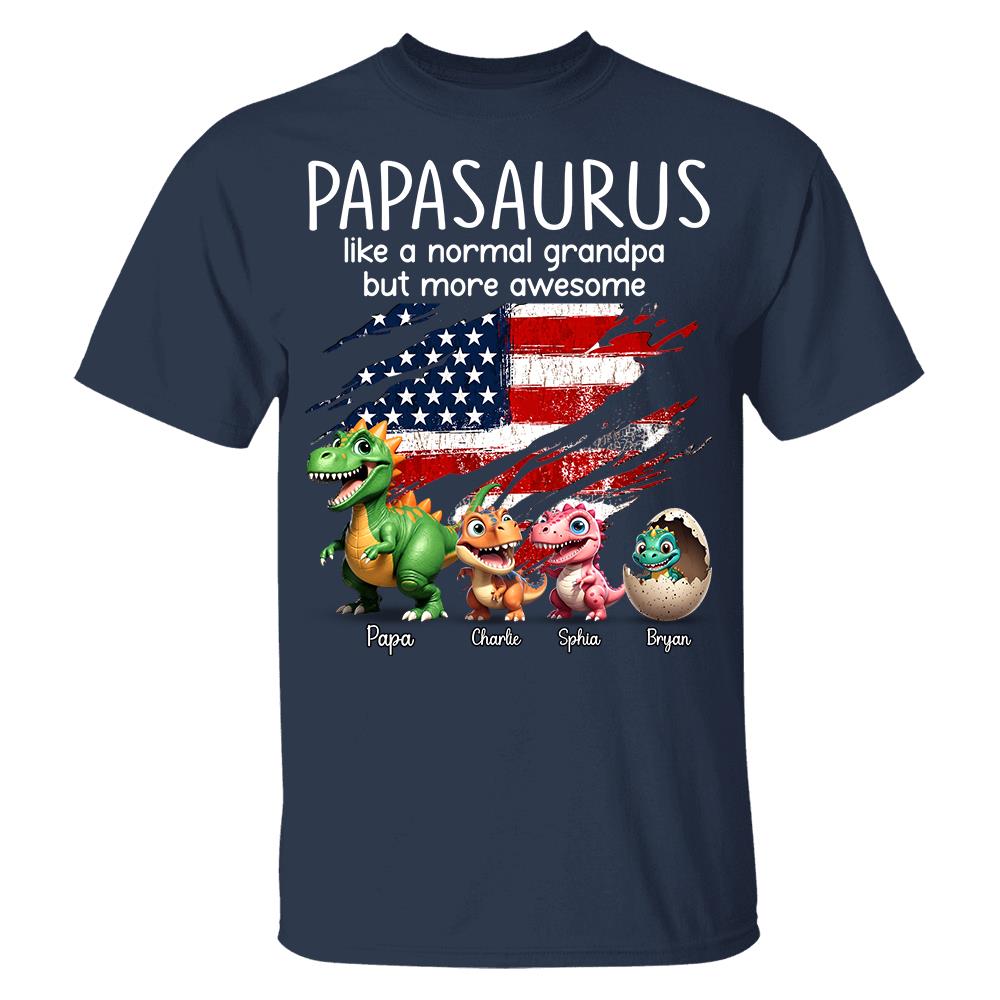 Custom Papasaurus And Kids  Dinosaurs Shirt, Father's Day Gift For Dad Grandpa L0411 Hv01