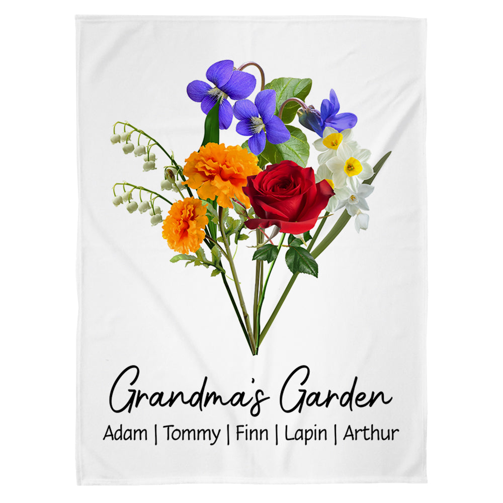 Mother's Day - Custom Birth Flower Family Bouquet Blanket