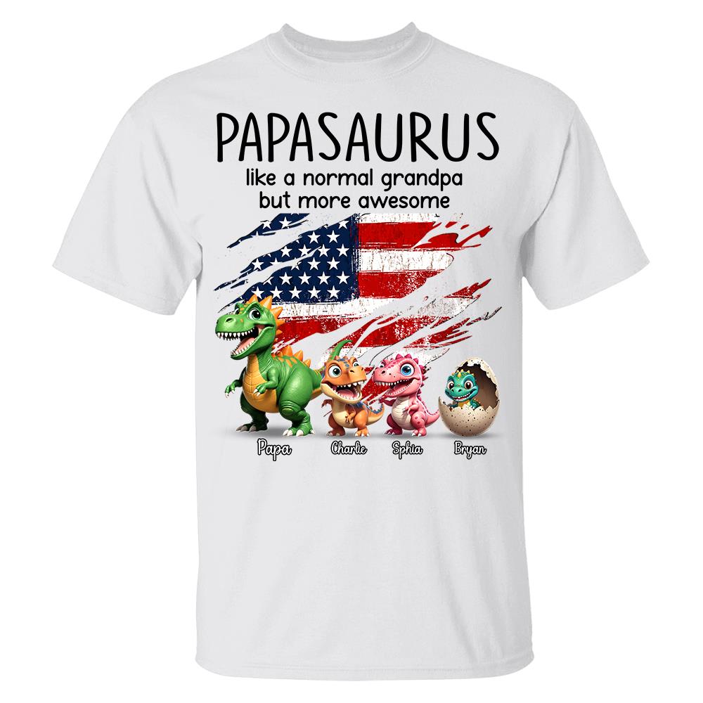 Custom Papasaurus And Kids  Dinosaurs Shirt, Father's Day Gift For Dad Grandpa L0411 Hv01